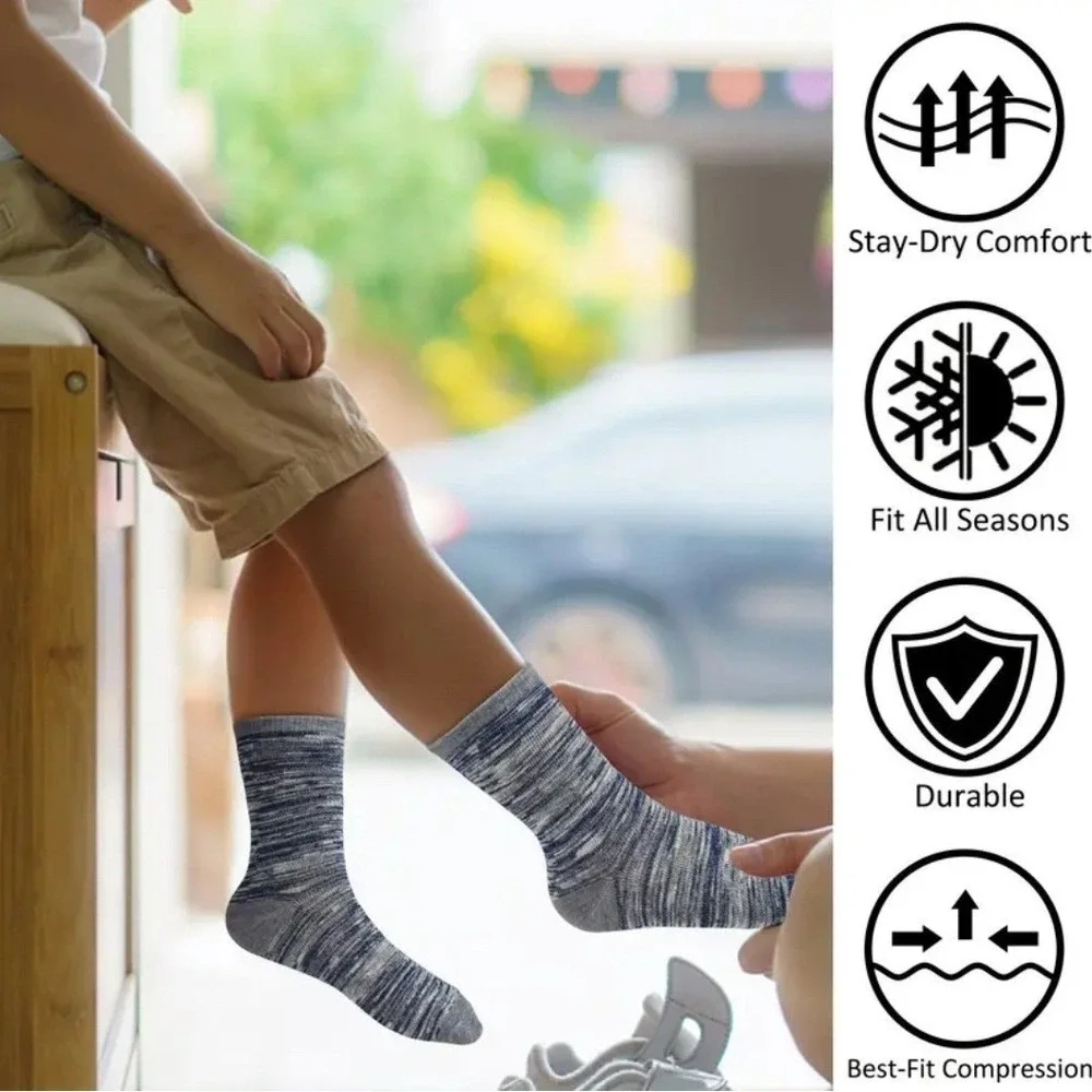 Sports Casual Crew Socks‎ 7-10 YO Boys Retro Striped Soft Anti-slip Youth NEW